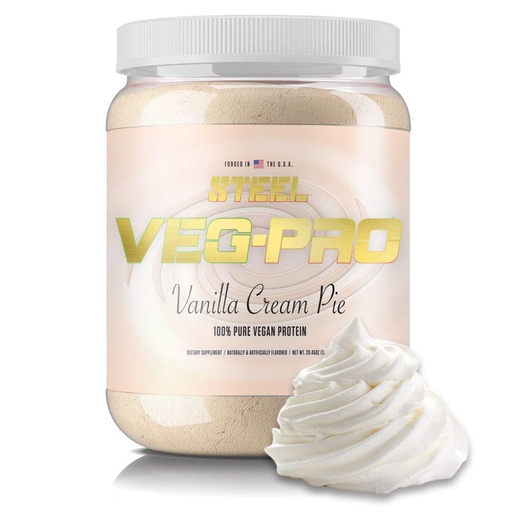 [BRSWYZYOBMIGYCTL] Steel Supplements Veg-PRO Vegan Protein Powder, Vanilla Cream Pie, 1.65lbs | Plant-based, dairy free, gluten free formula with 20g protein, BCAA essential amino acids, pea isolate, low-carb, 25 Servings