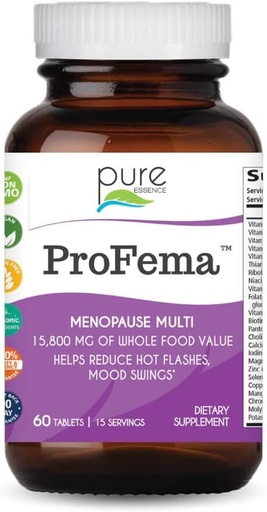 [BRSWI2QZPNYRGALO] Pure Essence Labs ProFema - Multivitamin for Women - Natural Menopause Relief Supplement - Promotes Hormone Balance, Reduces Hot Flashes, Mood Swings, Night Sweats (60 Capsules)