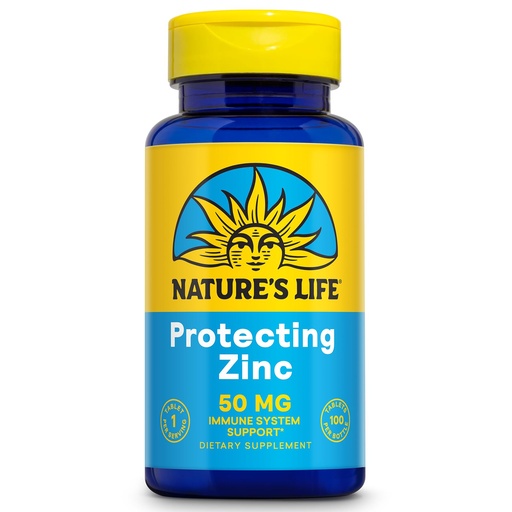 [BRSWIYT3OMABEALA] NATURE'S LIFE Protecting Zinc 50mg with 2.5mg Copper - Chelated Zinc Supplement for Immune Support, Bone Health, Muscle Function and Heart Health Support, 60-Day Guarantee, 100 Servings, 100 Tablets