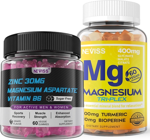 [BRSRAHAEAUMGO3YU] NEVISS Magnesium Gummies с куркумой 300 мг + цинк и добавка магния с витамином B6, B12, D3, куркума
