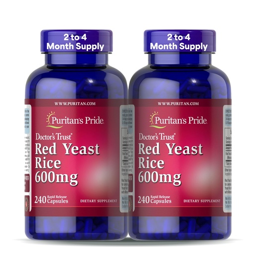 [BRSW2EA7DEMRM2AU] Puritan's Pride Doctors Trust® Red Yeast Rice 600mg, Dietary Supplement, 240 Rapid Release Capsules, 2 Pack