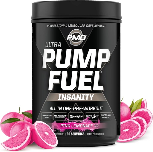 [BRSWGGQPBF4A4G3K] PMD Sports Pump Yakıt Insanlığı - Premium Pre Workout Toz & Muscle Pump, Greater Focus, Endurance & Recovery, Premium Kreine, Arginine & Beta Alanine - Pink Lemonade (30 hizmet)
