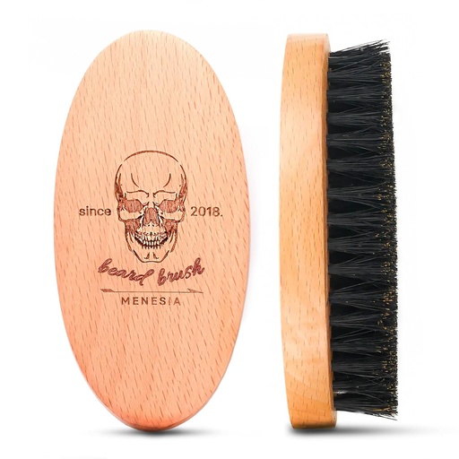[BRSW2YD3AAJRSF3O] Boar Bristle Hair Beard Brush for Men, Pocket Travel Men's Wooden Small Soft Beard Brush (Skull)