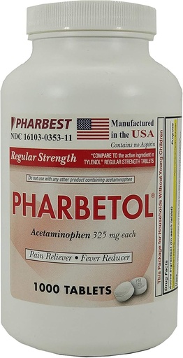 [BRSWIY3QOAIWI3Q7] Pharbest Acetaminophen 325毫克1000 计数片