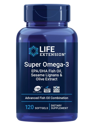 [BRSWIYABBIAQ433M] Life Extension Super Omega-3 EPA/DHA Fish Oil, Sesame Lignans & Olive Extract – Cognitive Health, Cholesterol Health Support, Gluten-Free, Non-GMO, 120 Softgels