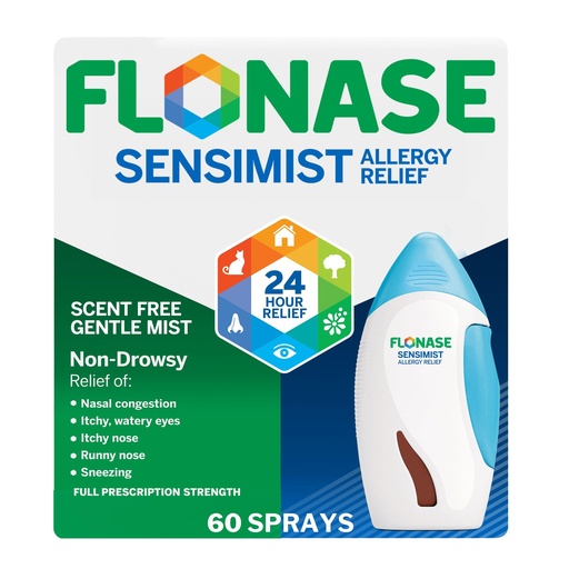 [BRSWKHY5DMJR6FDF] Flonase Sensimist Allergy Relief Nasal Spray for Non-Drowsy, 24-Hour Multi-Symptom Allergy Relief – 60 Sprays