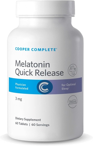 [BRSWKE3RDEGWCDTK] Cooper Complete - Quick Release Melatonin - 3 mg Fast Dissolving Tablet, Sleep Support Supplement - 60 Tablets per Bottle. Pack of 2