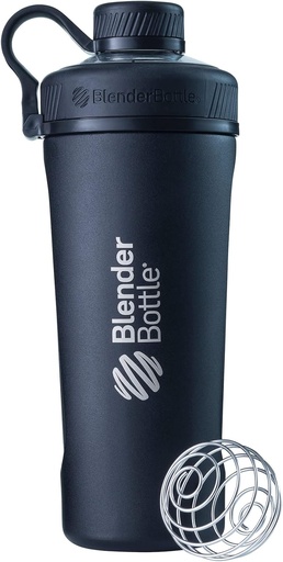 [BRSWGZ3YAUDRODTO] BlenderBattle Radian Shaker Cup Geïsoleerde roestvrij stalen waterfles met draad Whisk, 26-Ounce, Matte Black