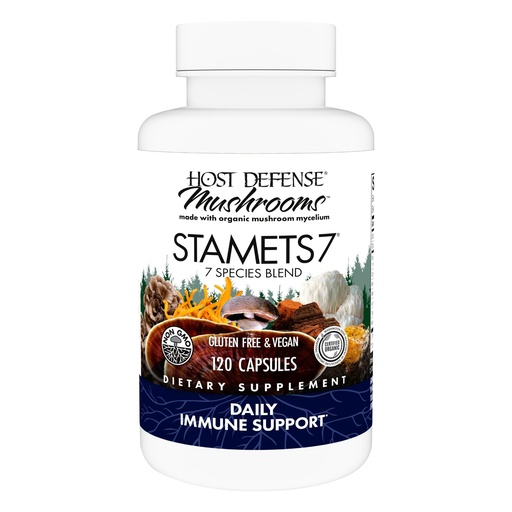 [BRSWIAYPBQGAYYAZ] Host Defense Stamets 7-7 Species Blend - Mushroom Supplement for Immune Support - Includes Royal Sun Blazei, Cordyceps, Reishi, Maitake, Lion's Mane, Chaga & Mesima - 120 Capsules