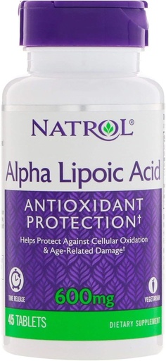 [BRSWIE33AV4RK3LC] Natrol Alpha Lipoic Acid Time Release - 600 mg - 45 Tablets