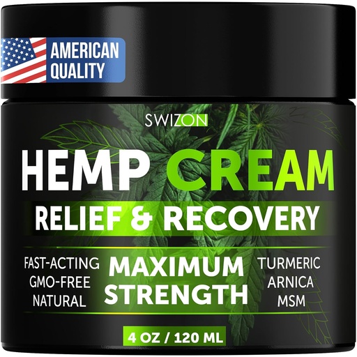 [BRSWYYYTB57AEDT5] Natural Hemp Cream for Muscles, Joints, Neck, Back, Elbows - Hemp Oil Muscle Relaxer Cream to Soothe Discomfort - Hemp Oil Extract Gel with Arnica, Msm, Turmeric, Menthol Rub - 4 oz