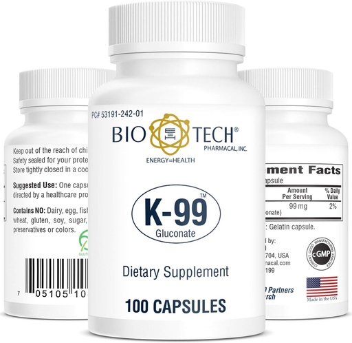 [BRSWIZ3RAJYBKHLG] Bio-Tech Pharmacal Potassium Dietary Supplement (K-99 Gluconate, 100 Count)