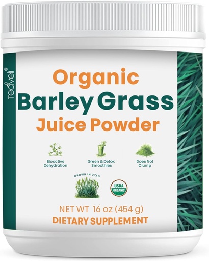 [BRSROGIFBYIRMDQ4] Teaveli Organic Barley Grass Juice Powder- Grown and Harvested in The Fertile Utah Soil - 16 Ounces (454 Grams)