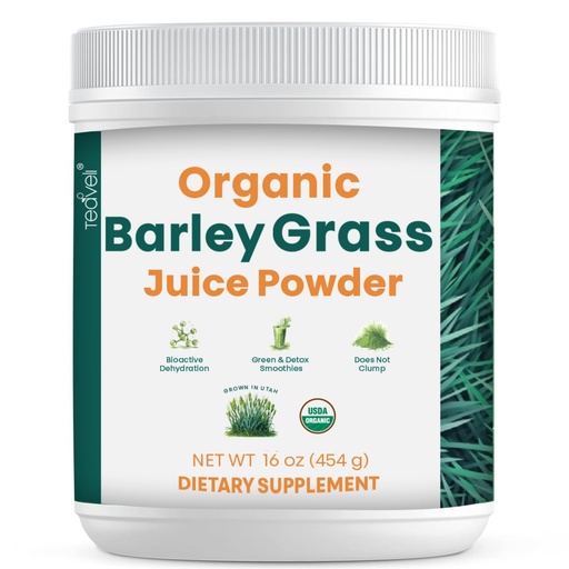 [BRSROGIFBYIRMDQ4] Teaveli Organic Barley Grass Juice Powder- Grown and Harvested in the Fertile Utah Soil - 16 Ounces (454 Grams)