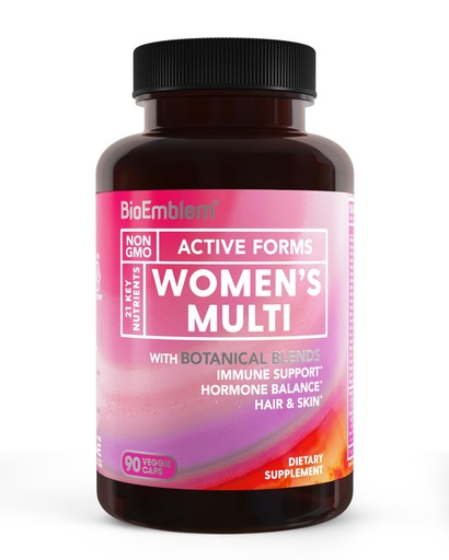 [BRSRAYI7OICQYHTF] BioEmblem Women's Multivitamin - Complete Daily Multi for Immunity, Energy, Hair, Skin with Vitamin A, B12, B6, D3, Biotin, Iron, Magnesium, Collagen and Veggie Blends - Gluten Free - 90 Capsules