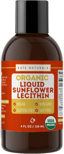 [BRSW2EICPIIB62YV] Kate Naturals Sunflower Lecithin Liquid for Cooking and Baking. Liquid Lecithin for Gummies, Smoothies & Lactation Supplement (4oz, Organic, Vegan, Gluten-Free)