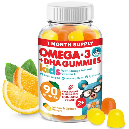 [BRSWYYY2OR4BM3Q2] DR. MORITZ Vegan Omega 3 Gummies for Kids and Toddlers (90 Count), Omega 3 Kids Gummies for Brain and Heart Health, No Fish Oil and Gluten Free
