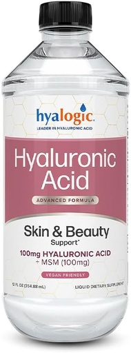 [BRSROGT2DEHBUAI6] Hyalogic Liquid Hyaluronic Acid Supplement - Ingestible Skin Support with 100mg HA and 100mg MSM - Natural Hydration for The Face, Eyes and Lips - High Molecular Weight Formula - 12 oz