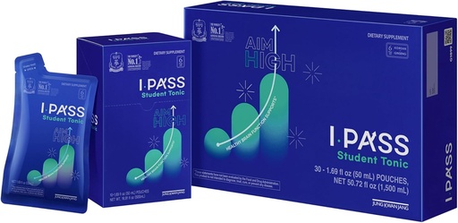 [BRSWIZAOO4HBG33K] JungKwanJang iPass Student Tonic - Adaptogen Energy Drink Supplement with Korean Red Ginseng, Jujube, Astragalus & Angelica - Daily Support for School and Activities (30 Pouches, 1.69 fl oz)