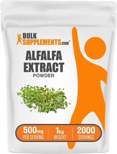 [BRSWKHQ7DMFRQHT5] BulkSupplements.com Alfalfa Extract Powder - Alfalfa Supplement, Green Superfood Powder - Vegan & Gluten Free, Green Supplements - 500mg per Serving, 1kg (2.2 lbs) (Pack of 1)