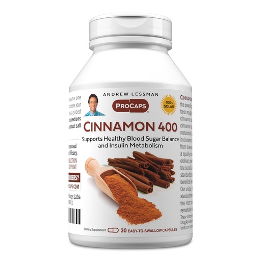 [BRSWGBAPAF6GYHYZ] ANDREW LESSMAN Cinnamon 400mg - 30 Capsules - High Potency, Standardized Extract. No Additives. Small Easy to Swallow Capsules