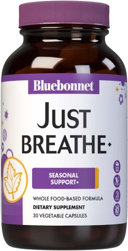 [BRSWGCYHAUNR42Y7] Bluebonnet Nutrition JustBreathe, Sazonal Support*, Non-GMO, Kosher Certified, Gluten-Free, Soy-Free, Dairy-Free, 30 Cápsulas Vegetais, 15 Servings