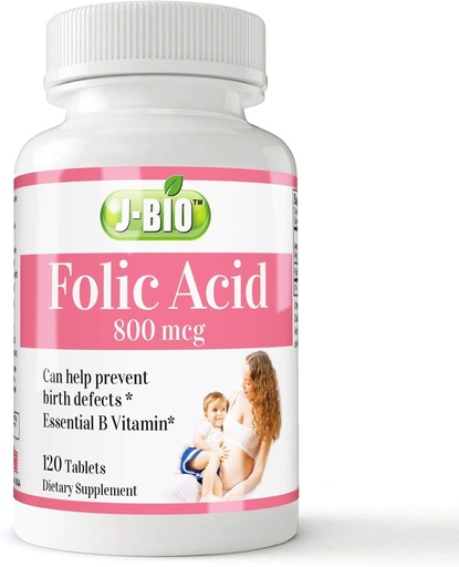 [BRSWKEARAQDQYFLO] Ácido fólico J-Bio 800mcg (120 Tablets) Regimen de saúde diaria e atención prenatal ás mulleres