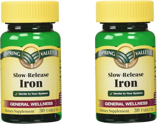 [BRSWGYYFOEHQGF3B] Spring Valley Slow Release Iron, 30 Tablets (2 Pack)
