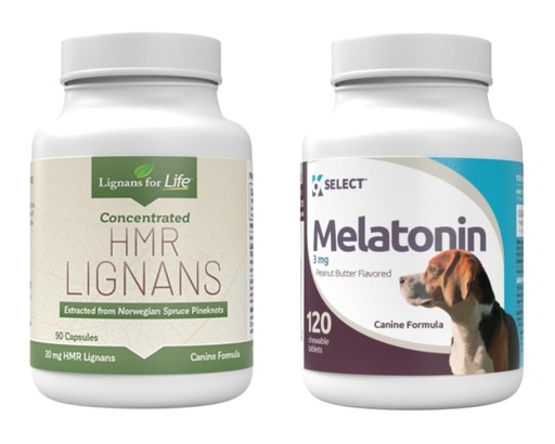 [BRSRAYYBOUDREFLH] Lignans for Life & K9 Select Pet Care Bundle - HMR Lignans 20mg, 90 Capsules - Melatonin & 3mg, 120 Peanut Butter Flavored Tablets - Multivitamin Dog Wellness Supplement Treats - Medium Size Dog Breed