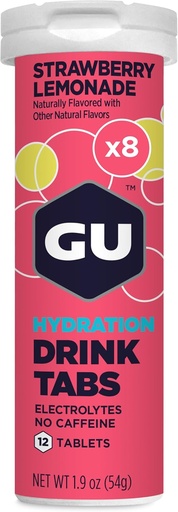 [BRSWIBAOPN5BYG3U] GU Energy Hydration Electrolyte Drink Tablets, Enhanced Endurance Sports Drink for Running, Cycling, Triathlon, Strawberry Lemonade, 8-Count (96 Servings)