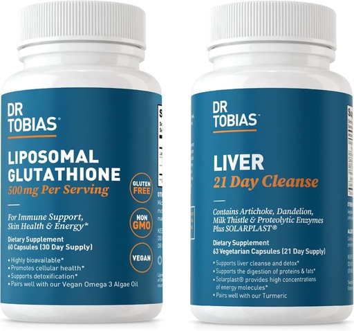 [BRSRAHQZCRYBY3QZ] Dr. Tobias Liver 21 Day Cleanse and Liposomal Glutathione - Supports Liver Detox, Immune Function, and Energy Levels - Vegan, Non-GMO