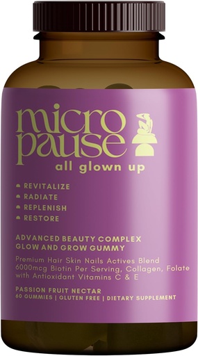 [BRSRAYAQBMPGKALA] All Glown Up Advanced Beauty Complex Glow and Grow Gummies with Biotin, Collagen, and Antioxidant Vitamins A, C, and E for Hair, Skin, and Nails.