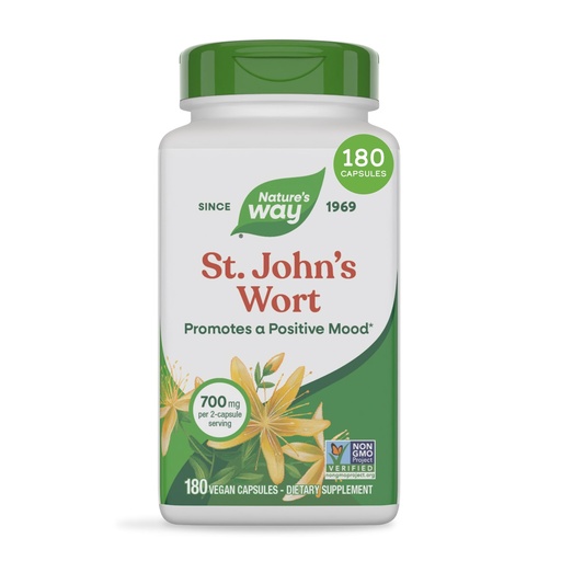 [BRSWIYTYOUEB2GT6] Nature's Way St. John’s Wort Capsules, Herbal Supplement Promotes a Positive Outlook*, 700 mg per 2-Capsule Serving, Non-GMO Project Verified, Vegan, 180 Capsules