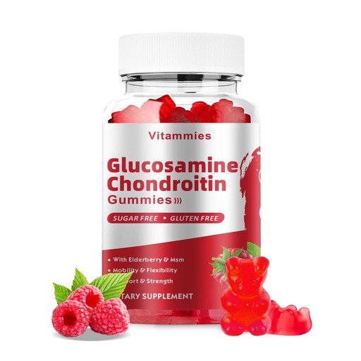 [BRSRAGQQOAFGOFLU] Glucosamine Chondroitin Gummies with MSM & Elderberry Extra Strength - Joint Support, Antioxidant Immune Support Supplement for Adults, Men & Women - 60 Raspberry Gummies