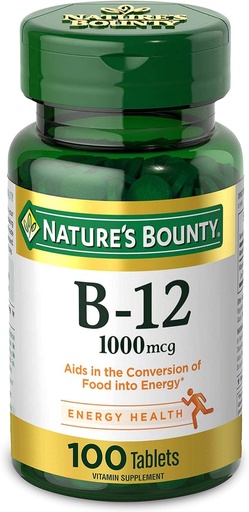 [BRSROAYBPMFRYE3A] Naturens Bounty Vitamin B12, Understøtter energi Metabolisme, 1000 mcg, 100 Greve,.