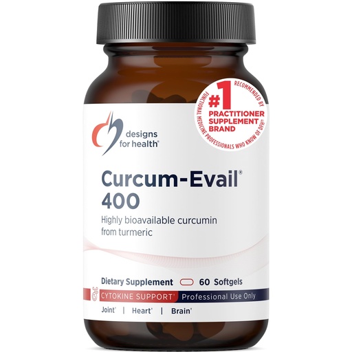 [BRSWKEAROIABQFDE] Designs for Health Curcum-Evail 400 - Bioavailable Turmeric Curcumin Supplements - Evail Emulsification Technology - Curcumin C3 Complex with Turmeric Oil + Vitamin E, Non-GMO (60 Softgels)