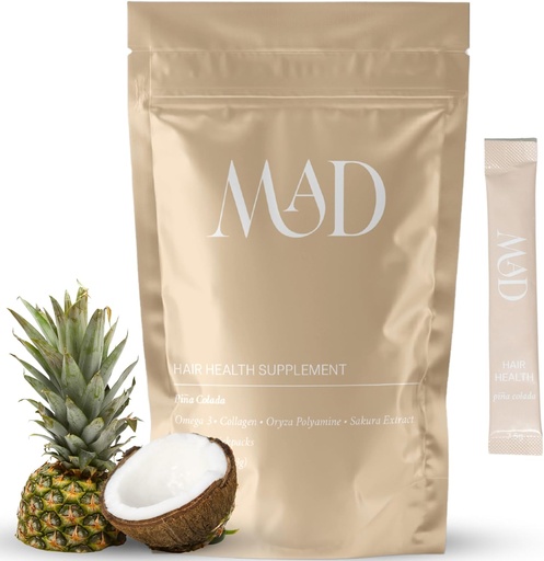 [BRSROAY3OJYAECY7] Postpartum Saç Kayıp Tamam | Güvenli Malzemeler Collagen, Riley Seed, Omega-3 Attail | 15 Bireysel Paketli Tasty Saç Güçlü Mix-in Packets (Pina Colada)