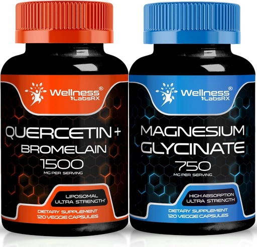 [BRSRAEIKOYBWKFLH] WELLNESS LABSRX Quercetin with Bromelain | Magnesium Glycinate Capsules