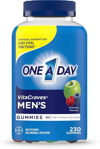 [BRSWGZ36OZ4AE234] One A Day Men’s Multivitamin Gummies, Multivitamin for Men with Vitamin A, C, D, E, Calcium & More To Support Healthy Muscle Function, Gummies, 230 Count
