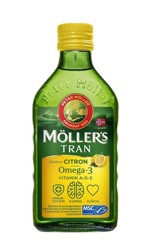 [BRSWYZQFDIIROFI4] Möllers Tran Cod Liver Oil 250 ml/ 8.45 fl oz | Citron Flavor | Omega-3 | Fish Liver Oil