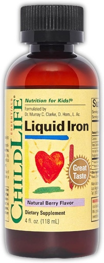 [BRSW2ZDRCR7AKE3B] Çocuklar için ESSENTIALS Liquid Iron - Iron Supplement Drops for Toddler & Baby, Gluten Free - Natural Berry, 4 Fl Oz Oz