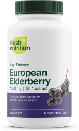 [BRSWYZA3CECAGCTG] Elderberry Immune Support – Strongest DNA Verified 1800mg Sambucus Black Elderberry – Easy to Swallow Elderberry Capsule - Powerful Booster - Gluten Free, Soy Free, Non GMO, Vegan Safe