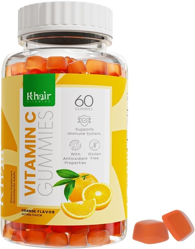 [BRSROCY7PIHWOYLG] Khair Halal Vitamin C Gummies - Non GMO, Gluten-Free, Gelatin-Free, Vegetarian - Immune Support Gummies, Halal Delicious Vitamins for Adults & Kids - 60 Gummies
