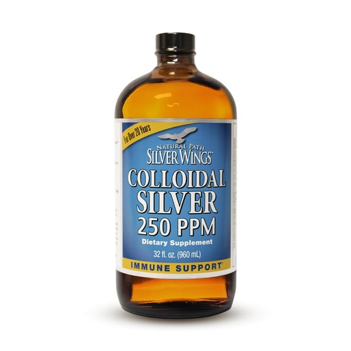 [BRSWIGYODEJRYDLG] Natural Path Silver Wings Colloidal Silver Liquid - Enhanced Immune Support Supplement - 250ppm (1250mcg) - 32oz