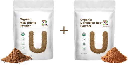 [BRSRAZQ5CV7BU3D5] UNLEASH'D ORGANIC Milk Thistle Powder 1 Pound and Organic Dandelion Root Powder 1 Pound