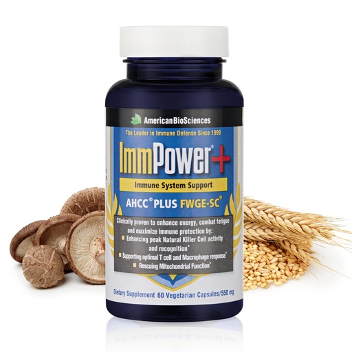 [BRSRMHYPPMIBY235] American BioSciences ImmPower Plus, AHCC & Fermented Wheat Germ Extract Herbal Supplement, 550mg per Capsule for Immune Support, Maintains Natural Killer Cell Activity, Pack of 1, 60 Veggie Capsules