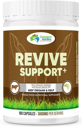 [BRSROGAZOICGGYD5] Nutrición 100% Organic Australian: Revive Support Beef Blend Organ - Natural B12, iodo, ferro e vitamina A (180 cápsulas)