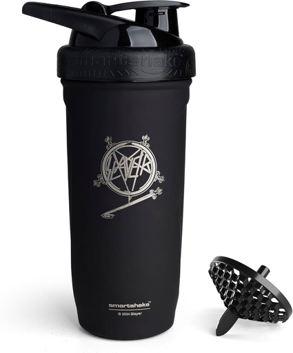 [BRSRA2YKOJ6RYDTL] Smartshake Rockband Reforce Stainless Steel Protein Shaker Bottle 900 ml | 30 oz - Leakproof Screw-on Lid - BPA Free - Non Insulated – Unisex (Slayer, South of Heaven Logo)