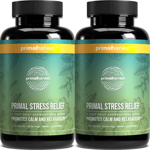 [BRSROAA7PMFA4FI3] Primal Harvest Stress Relief Ergänzung für Frauen und Männer Pure Ashwagandha Root Extract, L-Theanine Ergänzungen, 60 Kapseln