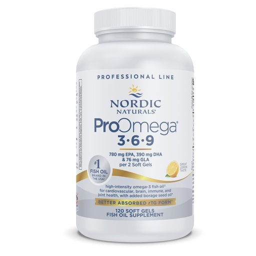 [BRSWKHQGCEHBEHTY] Nordic Naturals ProOmega 3-6-9, Lemon Flavor - 120 Soft Gels -1360 mg Omega-3 - EPA & DHA with Added GLA - Healthy Skin, Cognition, Positive Mood - Non-GMO - 60 Servings